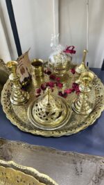طقم الحنة المصنوع من النحاس الذهبي