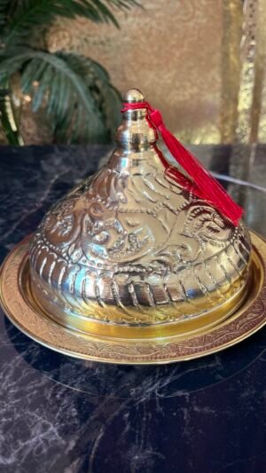 طاجين الحلويات والمكسرات نحاسي ذهبي