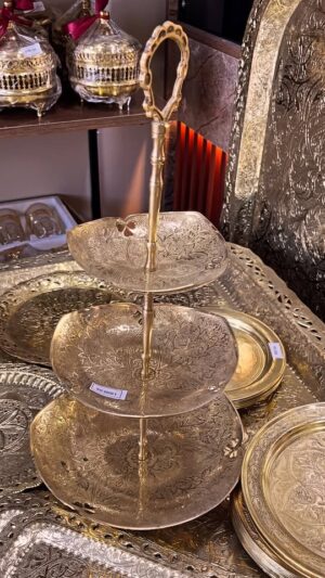 حامل الحلويات النحاسي 3 طوابق