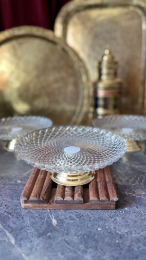 حامل الحلويات زجاج و نحاس 3 قطع