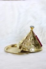 طاجين الحلويات نحاسي ذهبي كريستال