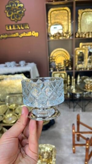 طقم تحليات برستيج — 6 قطع زجاج ونحاس فضي