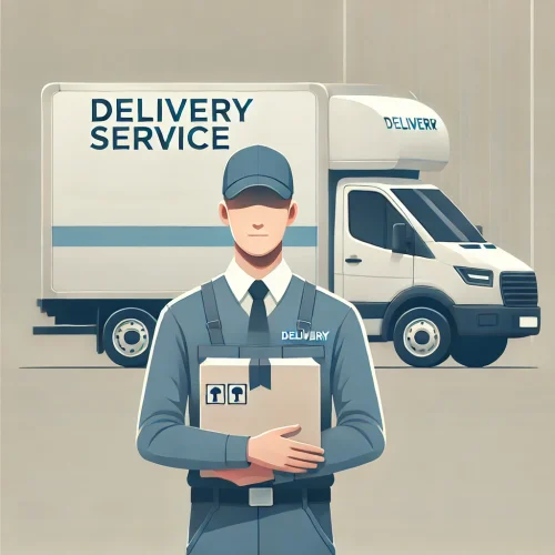 DALL·E 2025-03-01 12.37.24 – A modern delivery service concept featuring a delivery man and a truck. The delivery man is wearing a uniform and cap, holding a package. The truck is DALL·E 2025-03-01 12.37.24 - A modern delivery service concept featuring a delivery man and a truck. The delivery man is wearing a uniform and cap, holding a package. The truck is