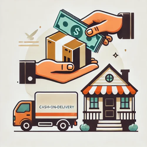 DALL·E 2025-03-01 13.23.42 – A stylized vector illustration of a cash-on-delivery transaction. The image features a delivery package being handed over, with one hand holding cash DALL·E 2025-03-01 13.23.42 - A stylized vector illustration of a cash-on-delivery transaction. The image features a delivery package being handed over, with one hand holding cash